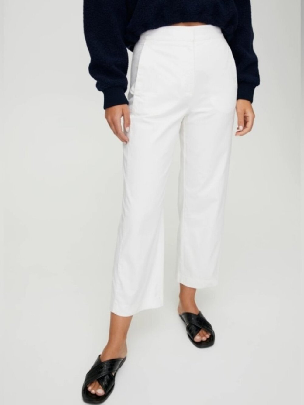 Aritzia The Group Babaton Walsh Pants Wide Leg in Espace Colour (Creamy White)